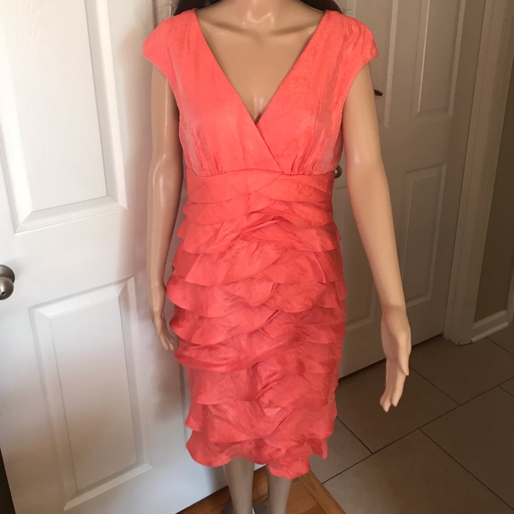 Orange Coral London Times Dress with ruffles